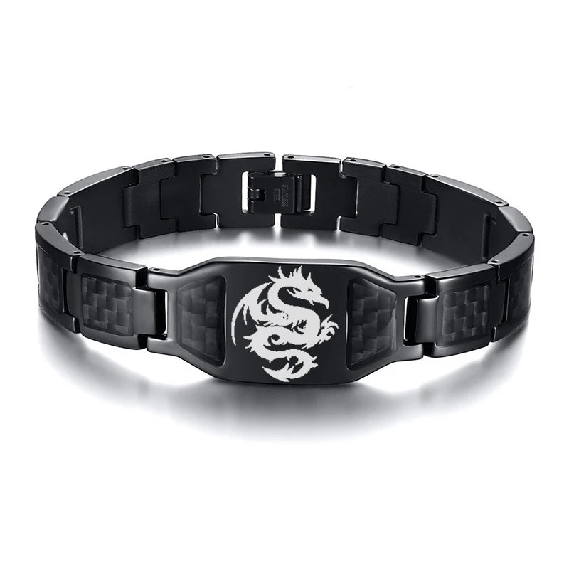 Ahmose Personalize Mens Stylish Scorpion Cross Shield Images  Bracelets with Unique Carbon Fiber Custom Jewelry Gifts for Him