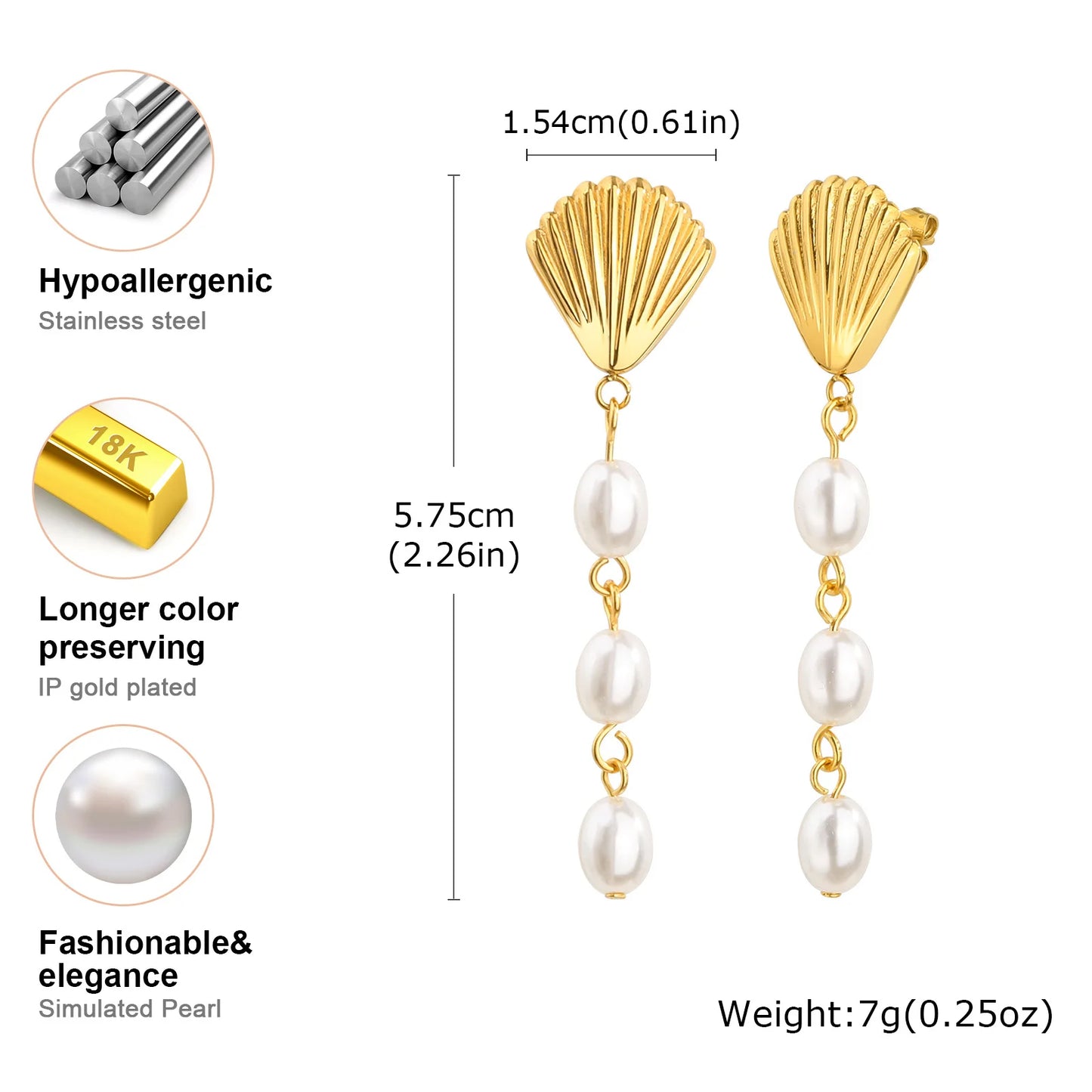 Women Immitation Pearl Drop Earrings,Gold Plated