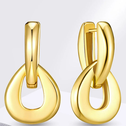 Hoop Earrings For Women 18k Gold Plated Smooth Double Ring