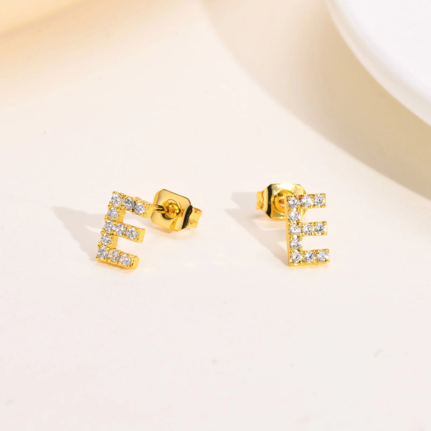 Delicate Bling 26 A-Z Initial Letter Stud Earrings for Women Girls