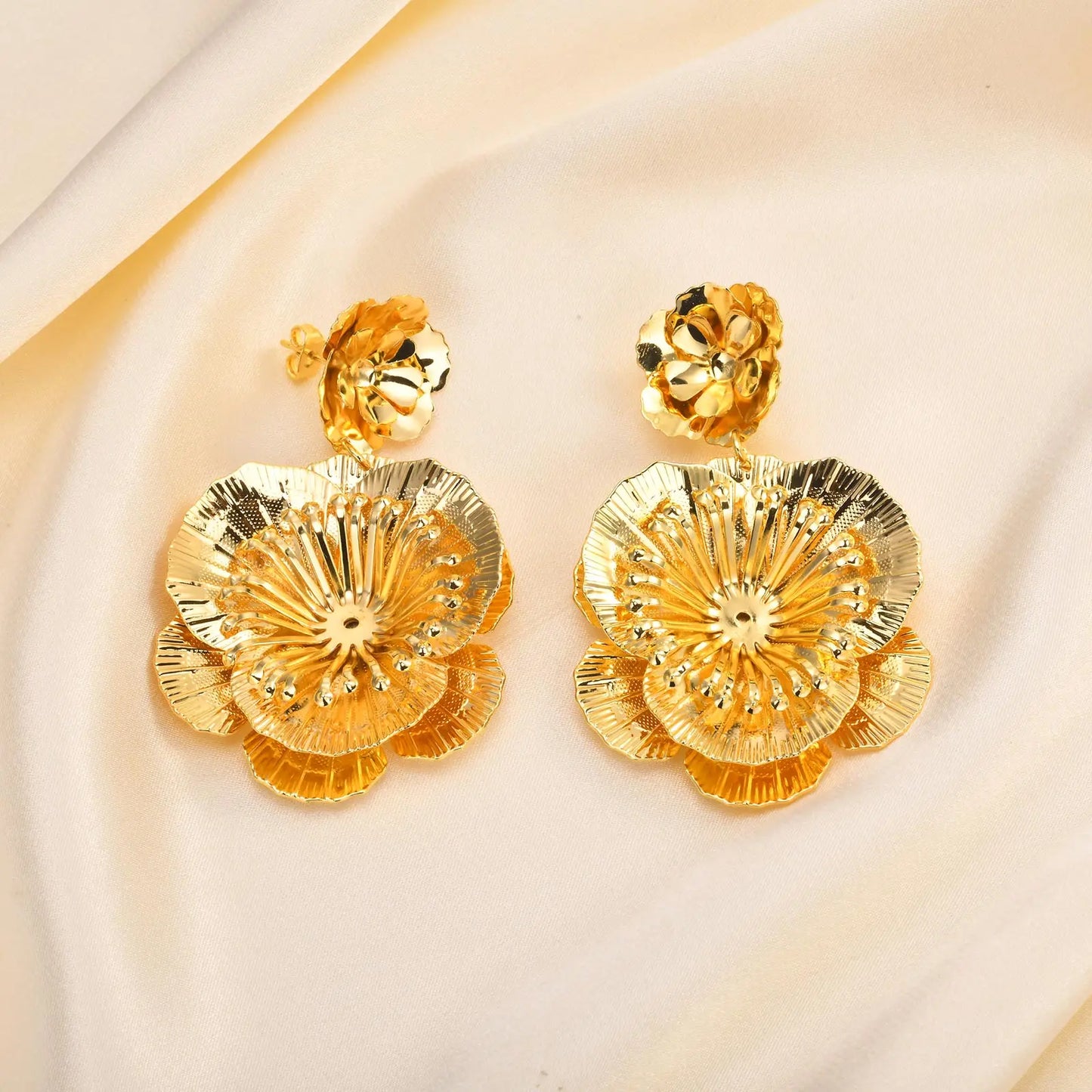 Big Vivid Women Flower Dangle Earrings