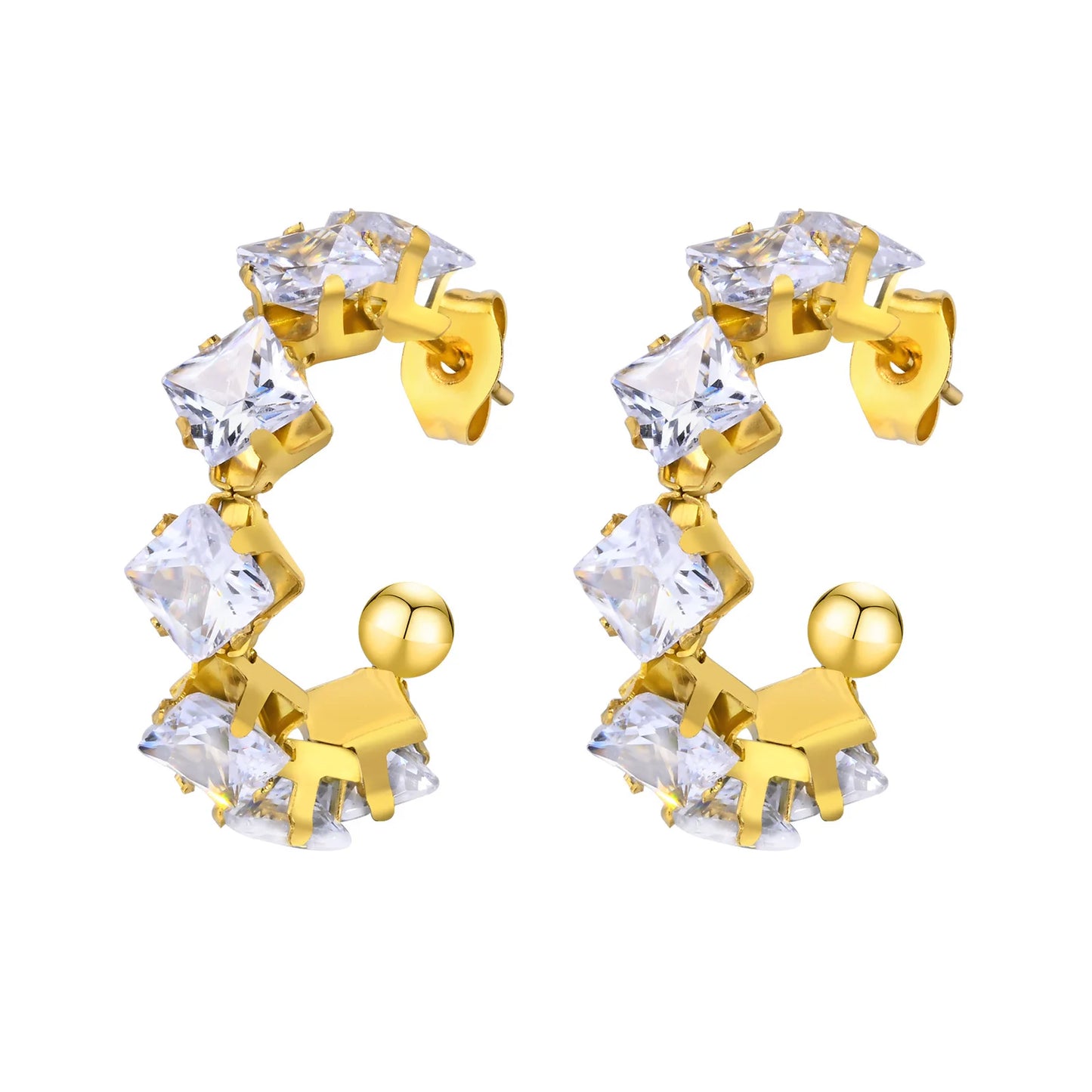 Exquisite Bling CZ Stone Earrings for Women Lady