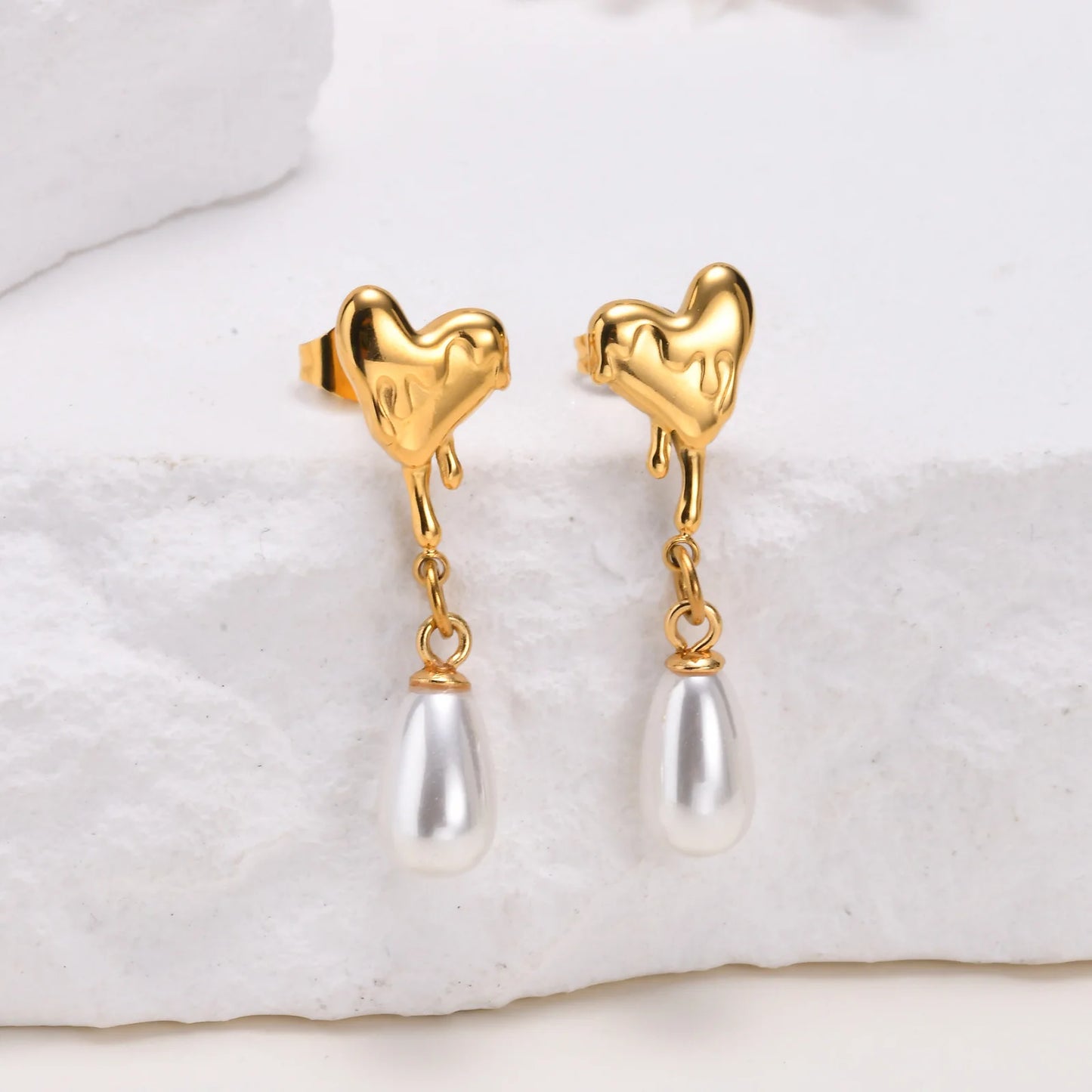 Dainty Lava Textured Heart Earrings for Women