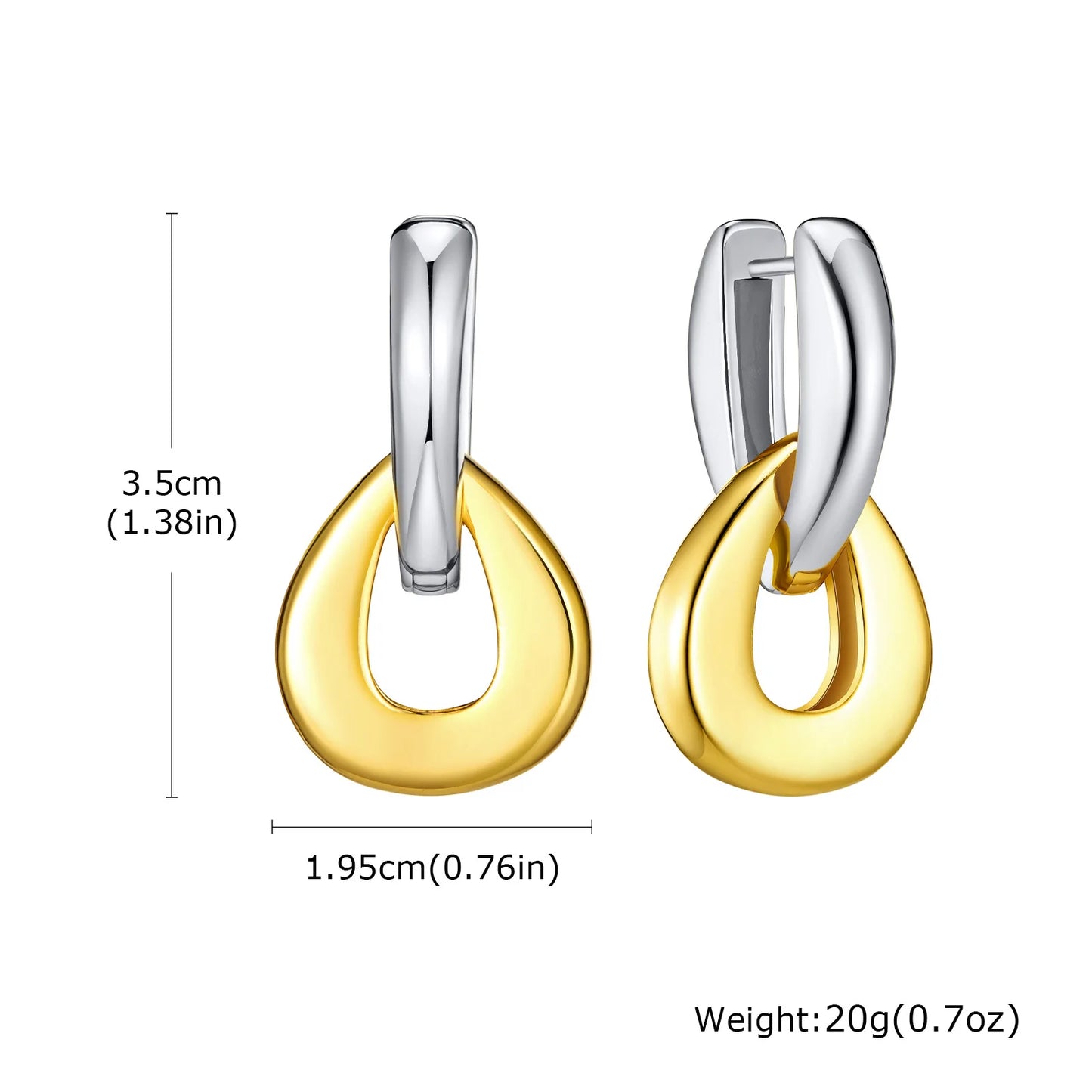 Hoop Earrings For Women 18k Gold Plated Smooth Double Ring