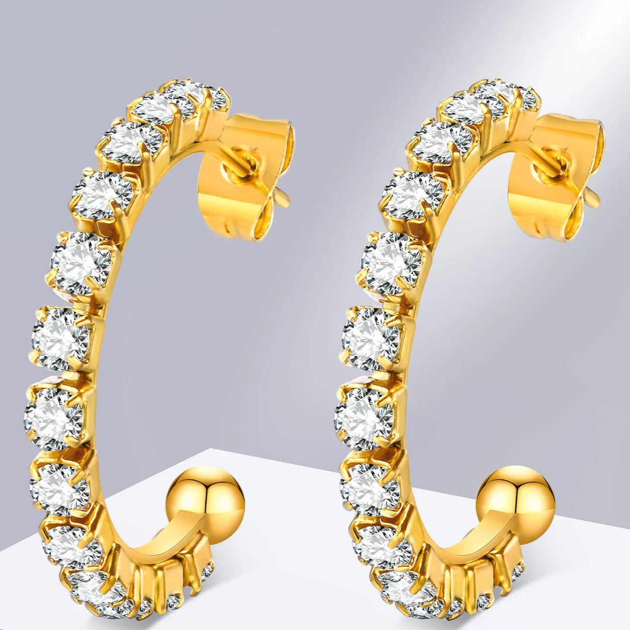 Exquisite Bling CZ Stone Earrings for Women Lady