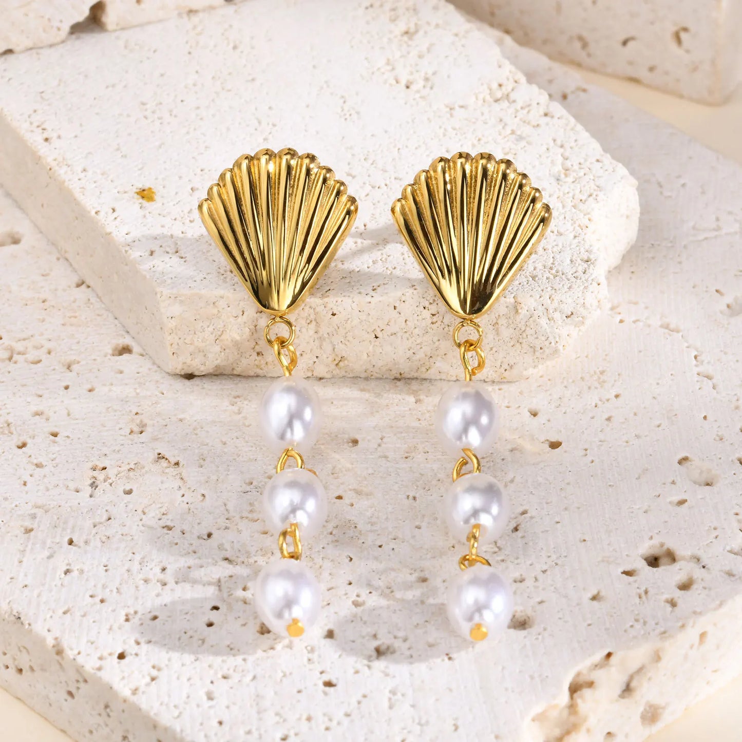 Women Immitation Pearl Drop Earrings,Gold Plated