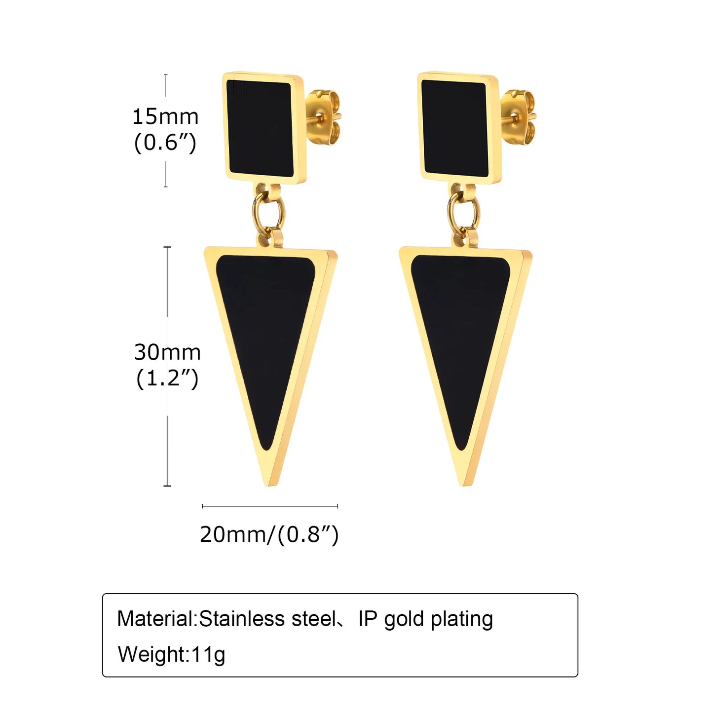 Black Square and Triangle Earrings for Women