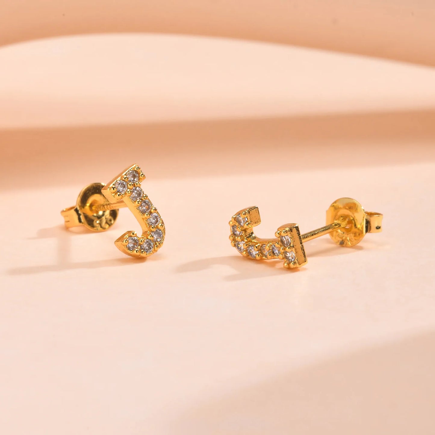 Delicate Bling 26 A-Z Initial Letter Stud Earrings for Women Girls