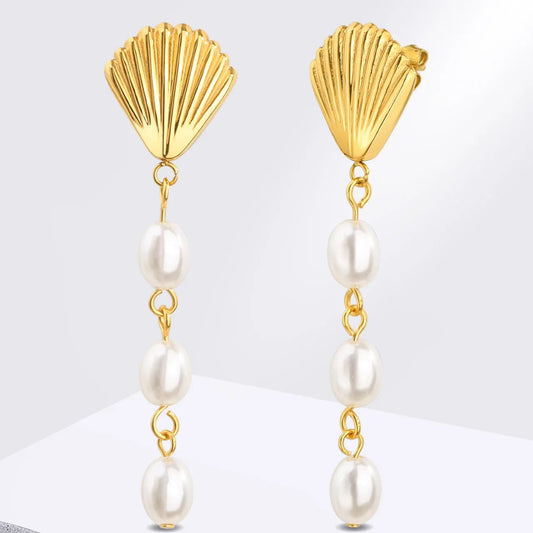 Women Immitation Pearl Drop Earrings,Gold Plated