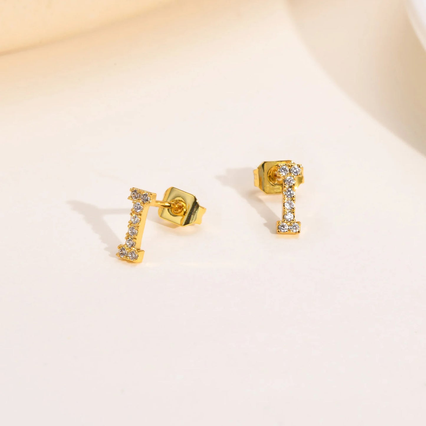 Delicate Bling 26 A-Z Initial Letter Stud Earrings for Women Girls