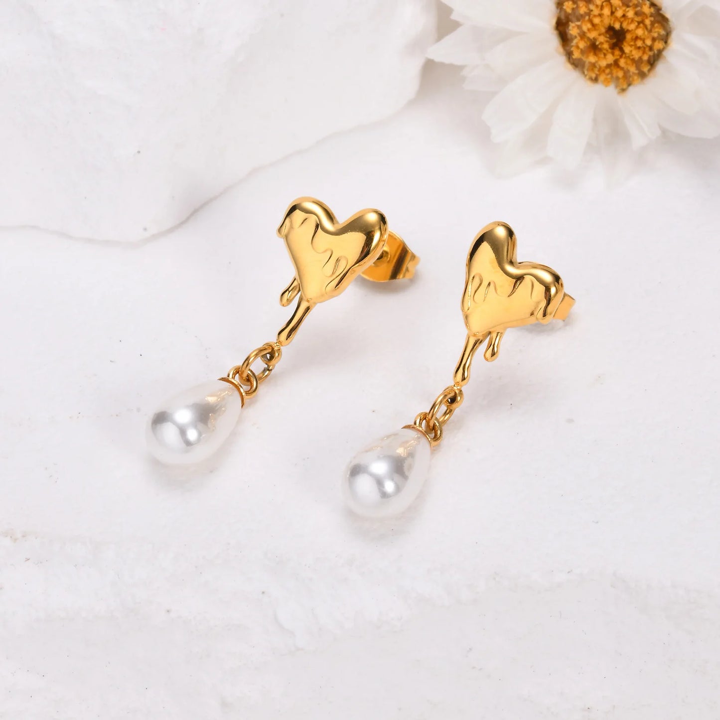 Dainty Lava Textured Heart Earrings for Women