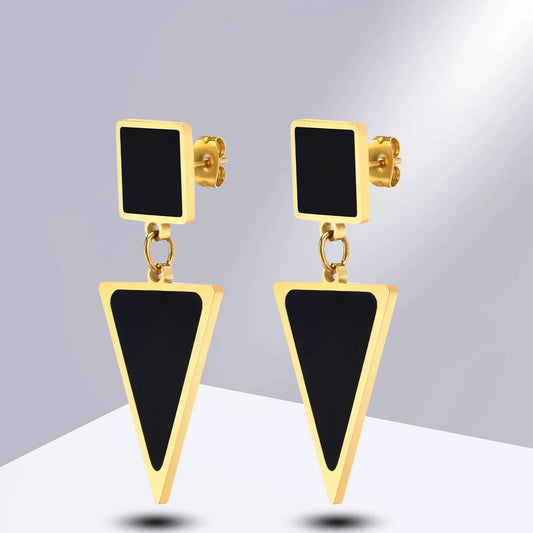 Black Square and Triangle Earrings for Women