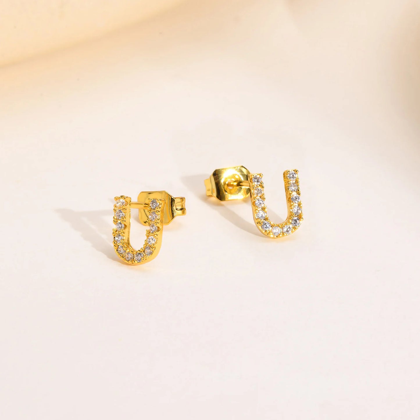 Delicate Bling 26 A-Z Initial Letter Stud Earrings for Women Girls