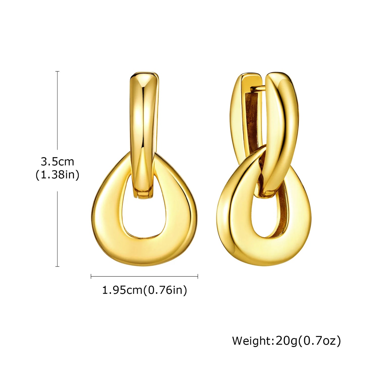 Hoop Earrings For Women 18k Gold Plated Smooth Double Ring