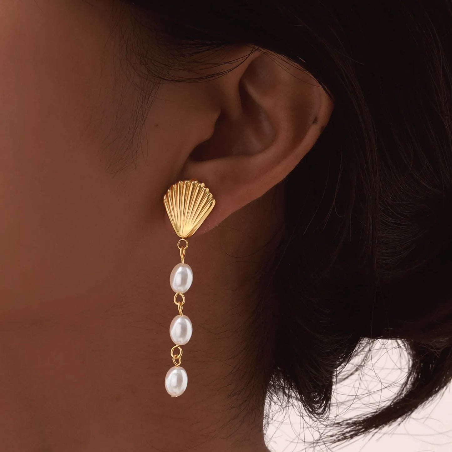 Women Immitation Pearl Drop Earrings,Gold Plated