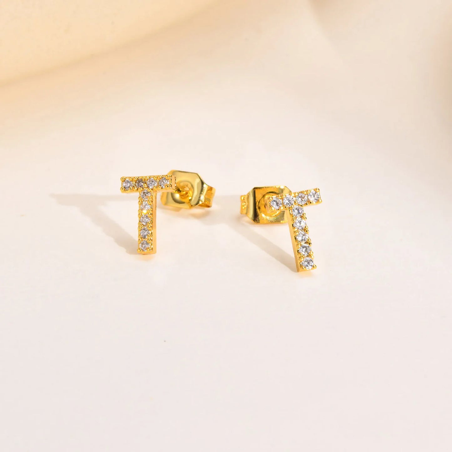 Delicate Bling 26 A-Z Initial Letter Stud Earrings for Women Girls