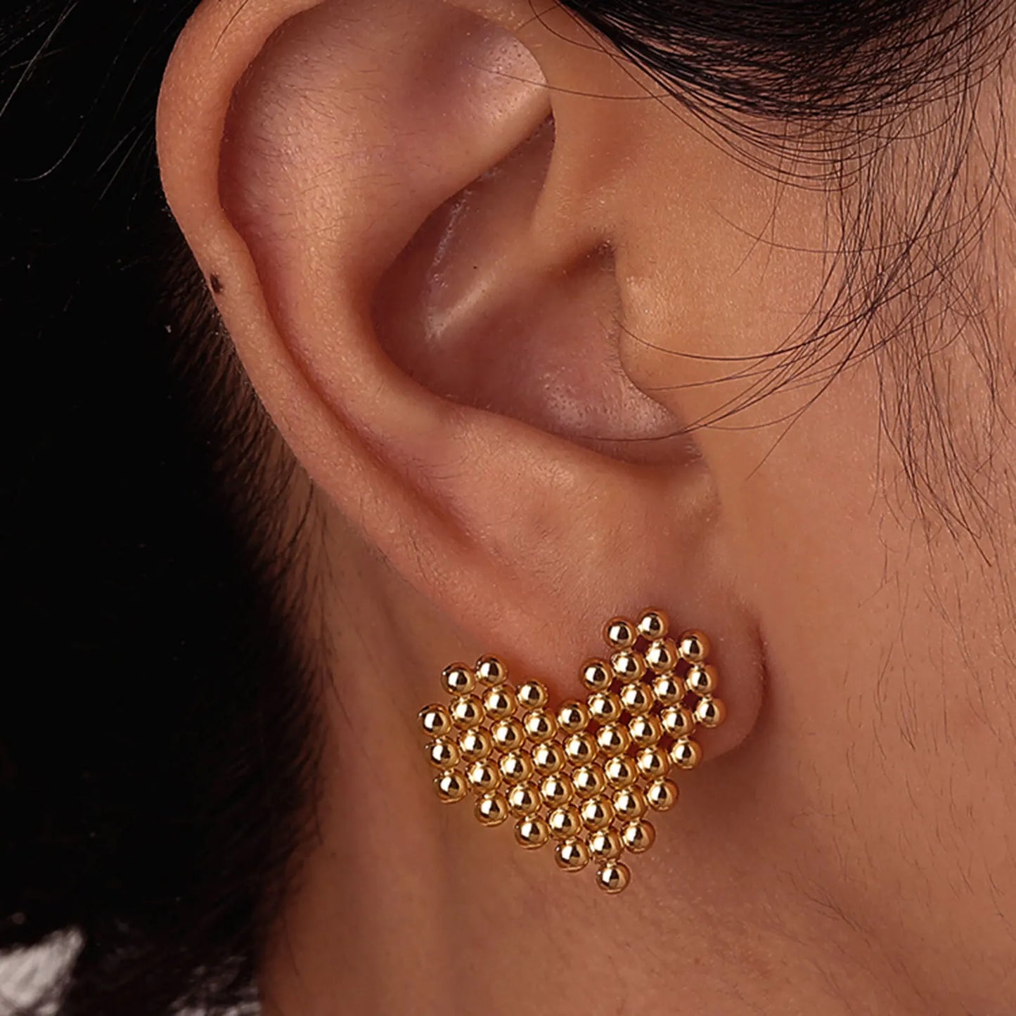 Womens Heart Shaped Stud Earrings,