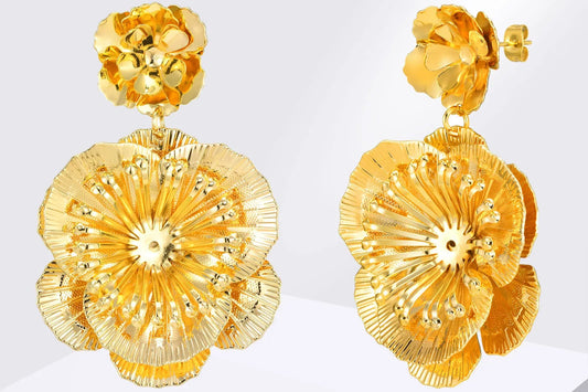 Big Vivid Women Flower Dangle Earrings