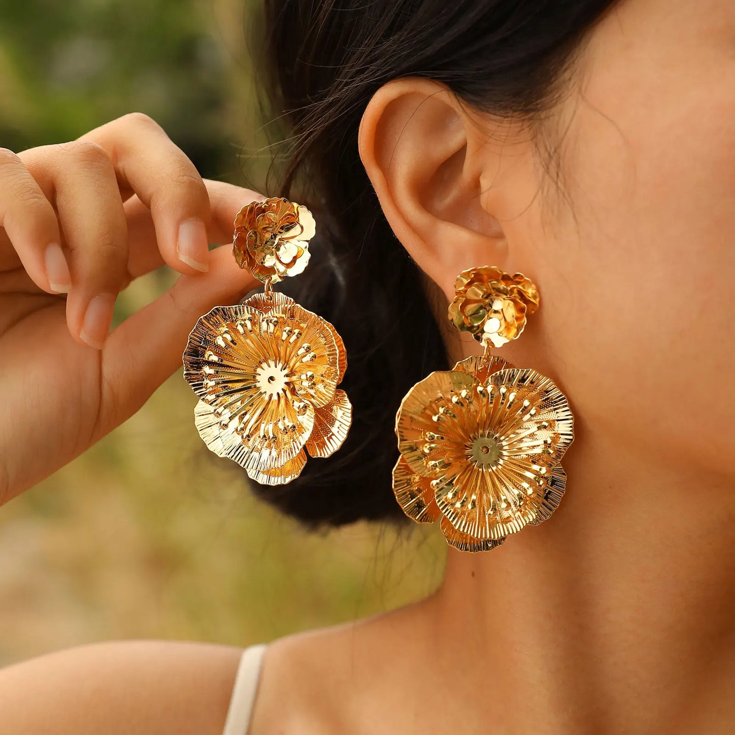 Big Vivid Women Flower Dangle Earrings