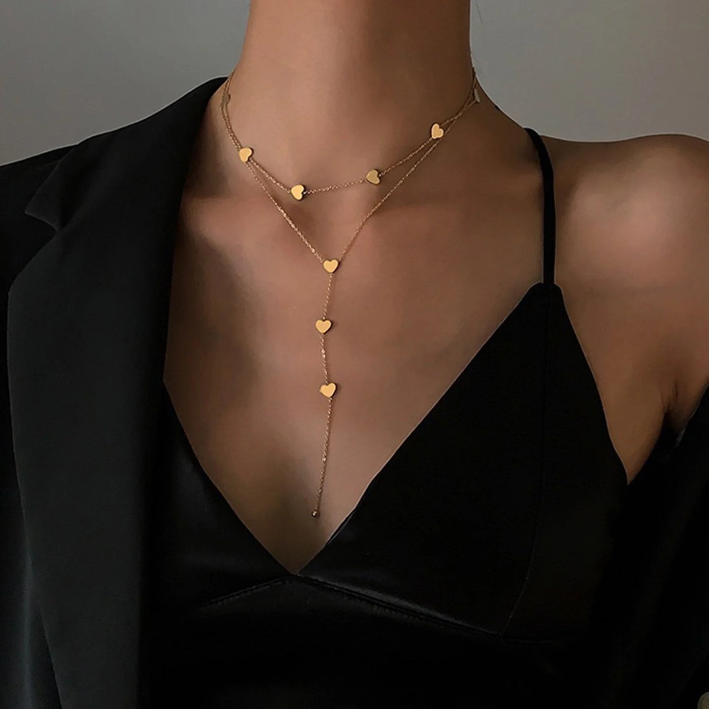 Tiye Necklaces for Women, Gold Color Sexy Y Necklaces, Stainless Steel Rosary  Layered Beads Choker